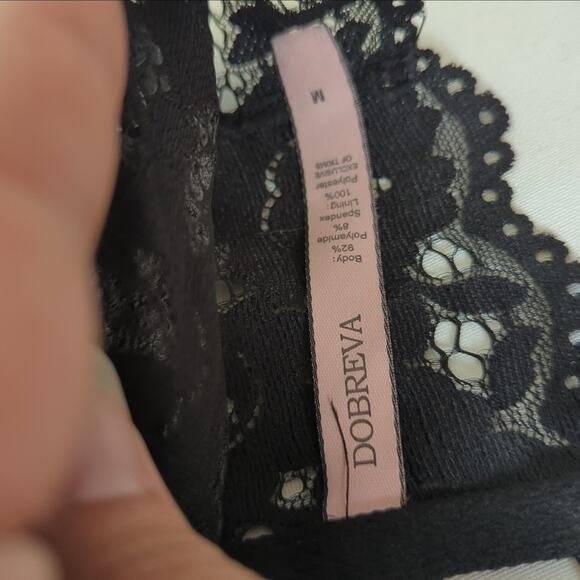 Dobreva Lace Bralette Black Unlined Womens Size Medium Sexy Sheer Plunge Bra M - Picture 4 of 5